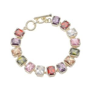 14KGP Multicolor Gemstone Bracelet T Bar Closure